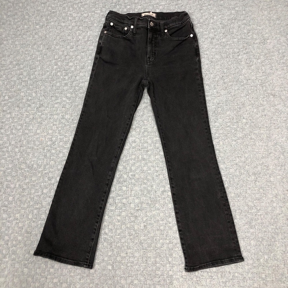 Madewell Mid-Rise Kick Out Jeans Womens 26 Charcoal Bootcut Slim Stretch Denim